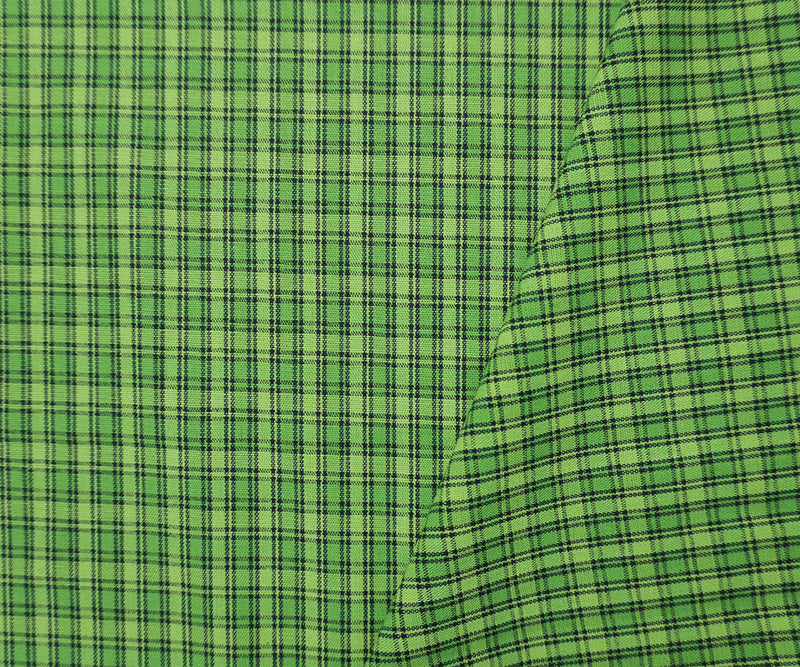 Lime Green Cotton Plaid Check Madras Woven Fabric