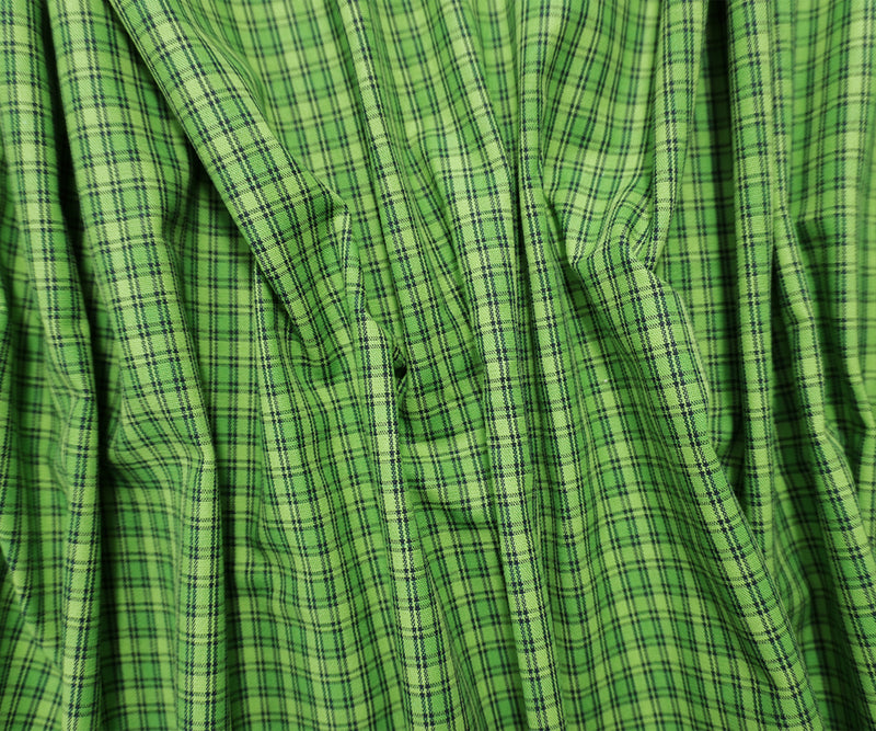 Lime Green Cotton Plaid Check Madras Woven Fabric
