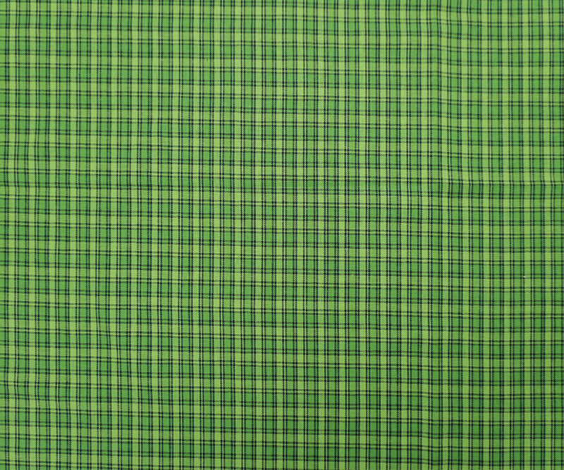 Lime Green Cotton Plaid Check Madras Woven Fabric