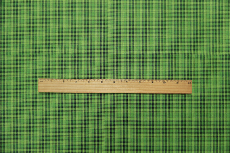 Lime Green Cotton Plaid Check Madras Woven Fabric