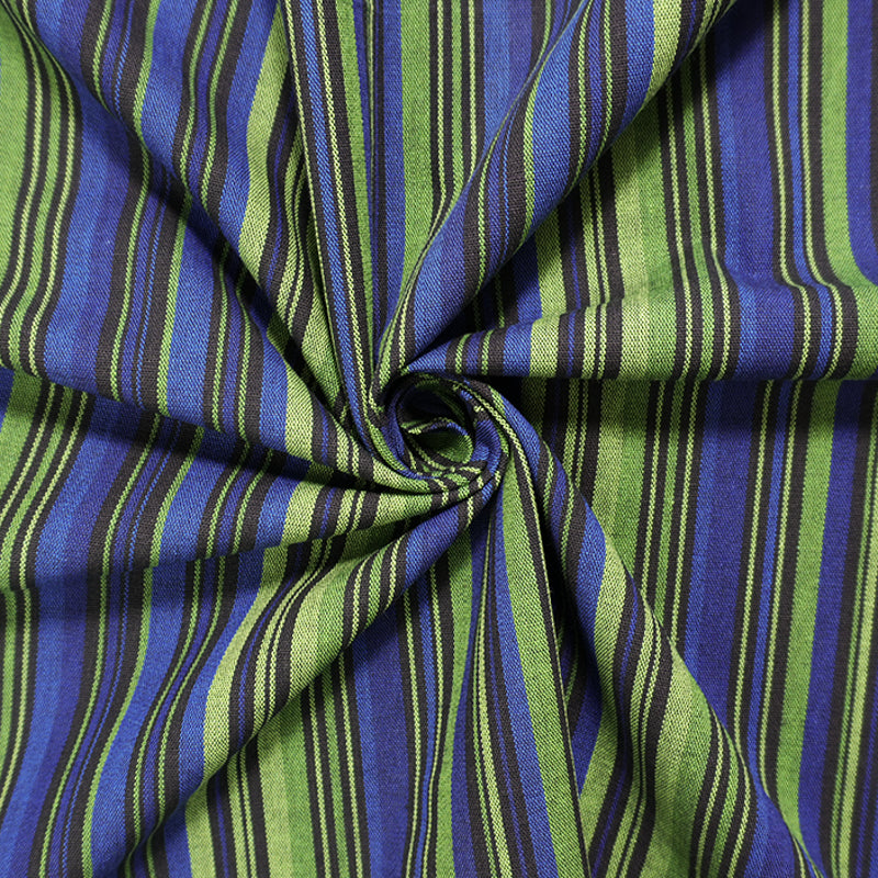Green-Blue Cotton Stripe Woven Fabric
