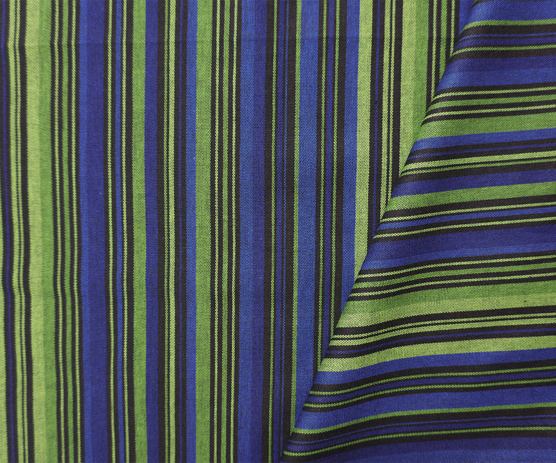 Green-Blue Cotton Stripe Woven Fabric
