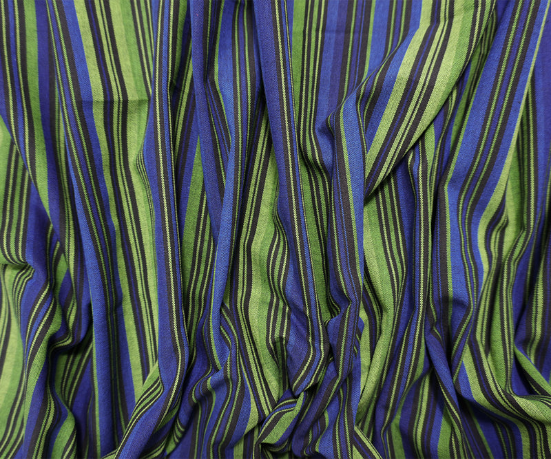 Green-Blue Cotton Stripe Woven Fabric