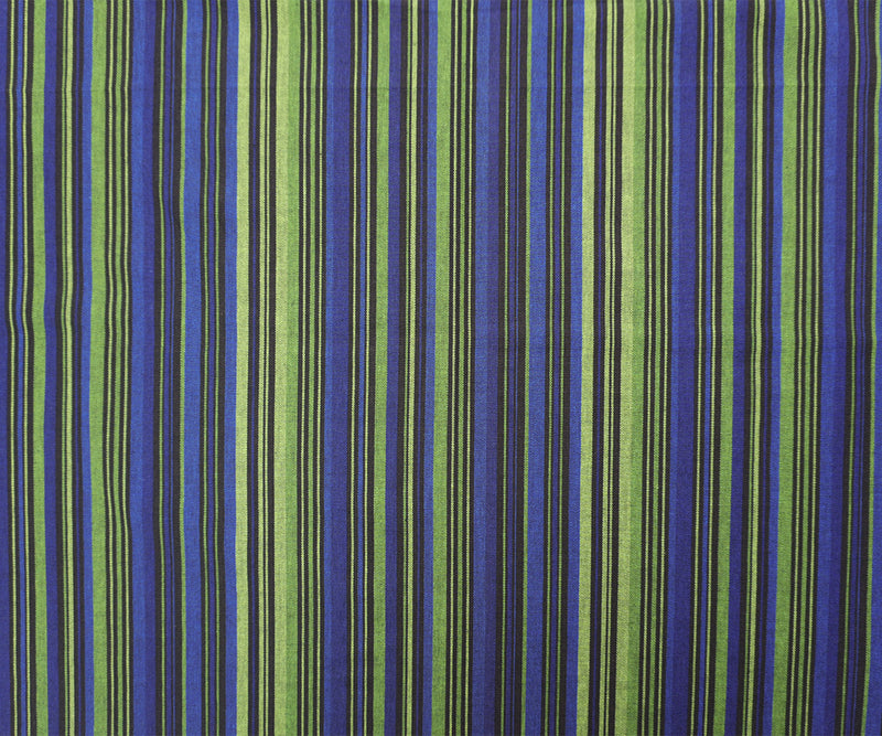 Green-Blue Cotton Stripe Woven Fabric