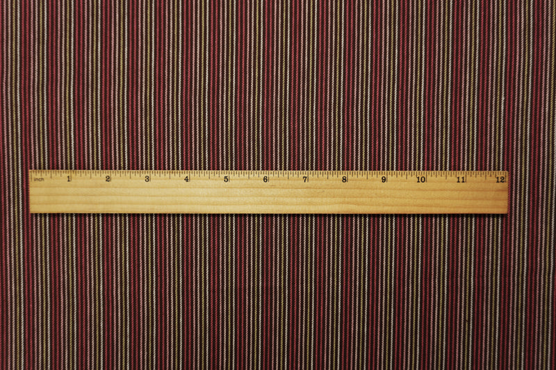 Deep Red Cotton Stripe Woven Fabric