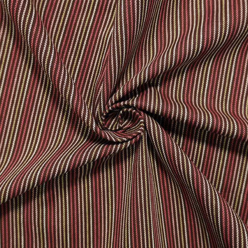 Deep Red Cotton Stripe Woven Fabric