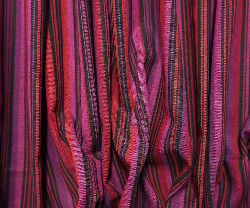 Red-Magenta Cotton Stripe Woven Fabric