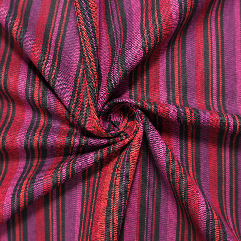 Red-Magenta Cotton Stripe Woven Fabric