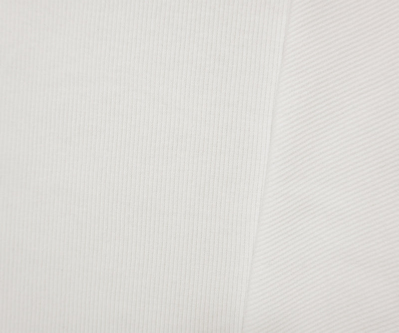 White Cotton-Spandex 2x2 Rib Knit Fabric