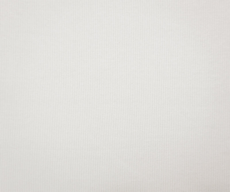 White Cotton-Spandex 2x2 Rib Knit Fabric