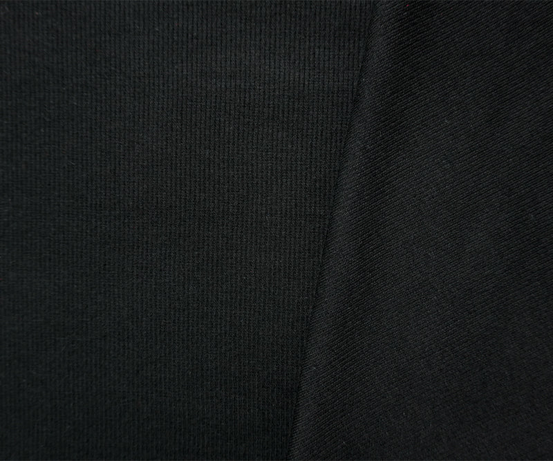 Black Cotton-Spandex 2x2 Rib Knit Fabric