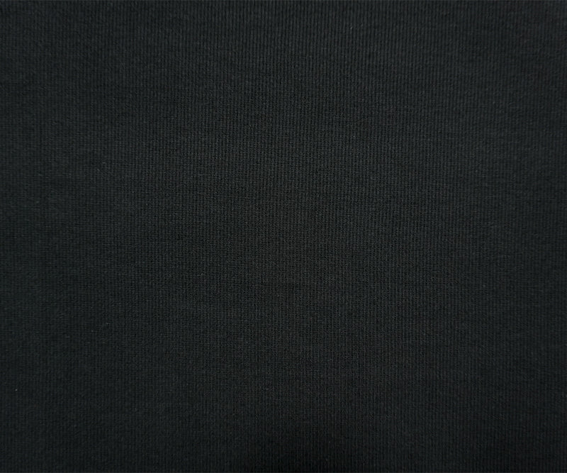 Black Cotton-Spandex 2x2 Rib Knit Fabric