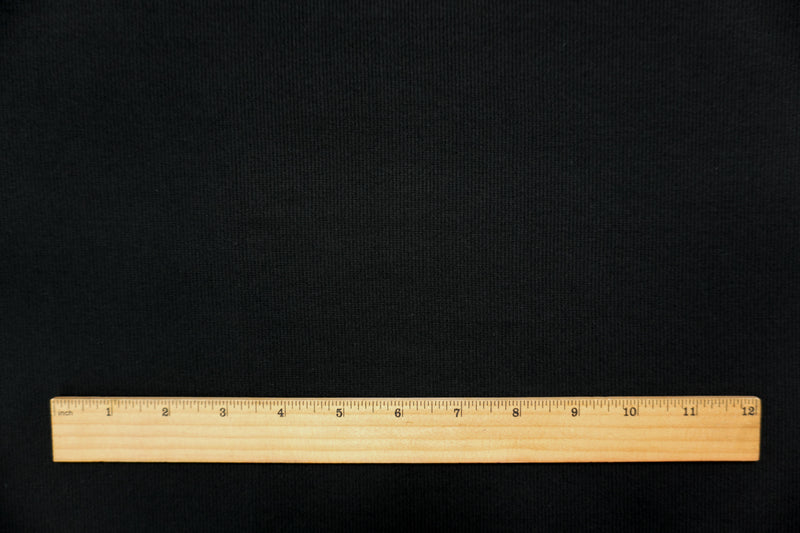 Black Cotton-Spandex 2x2 Rib Knit Fabric
