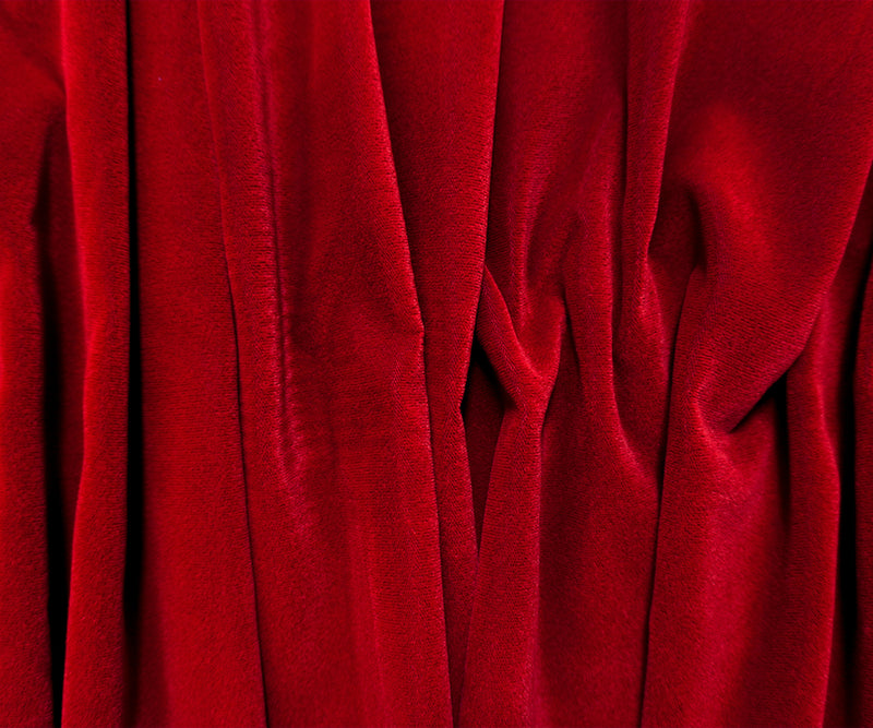Red Acetate-Nylon Royalty Velvet Woven Fabric
