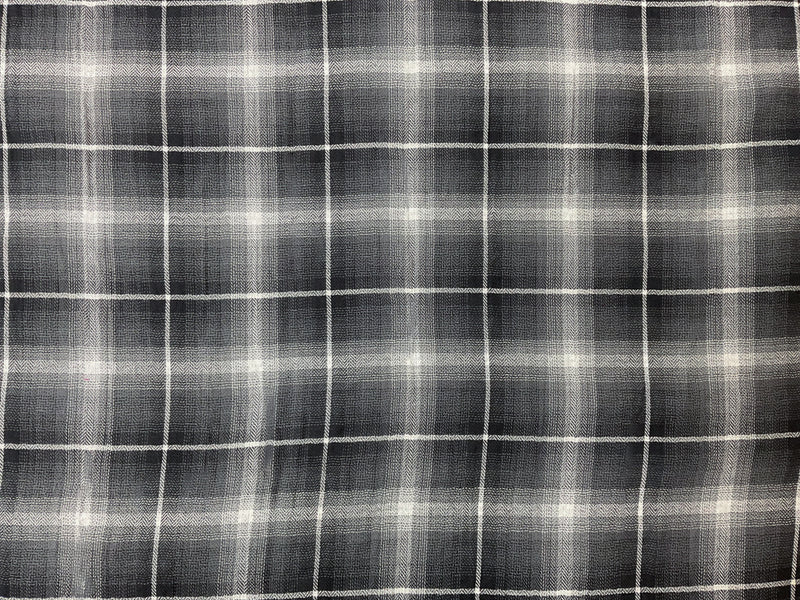 Gray-White Plaid Herringbone Twill Gauze Woven Fabric