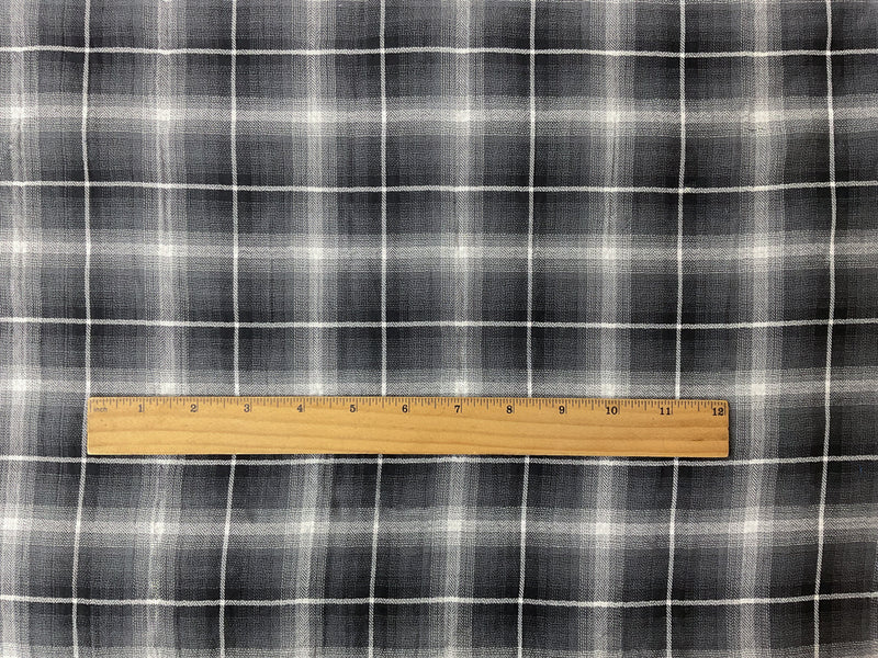 Gray-White Plaid Herringbone Twill Gauze Woven Fabric
