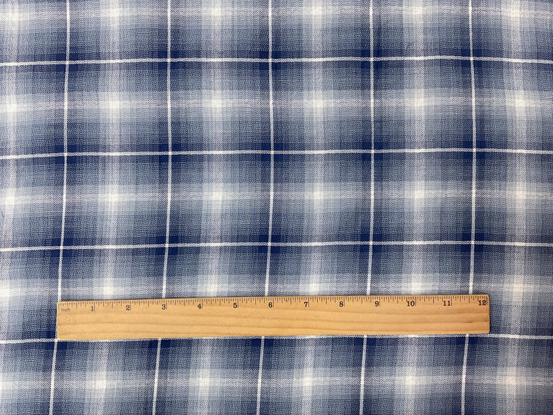 Blue-White Cotton Plaid Herringbone Twill Gauze Woven Fabric