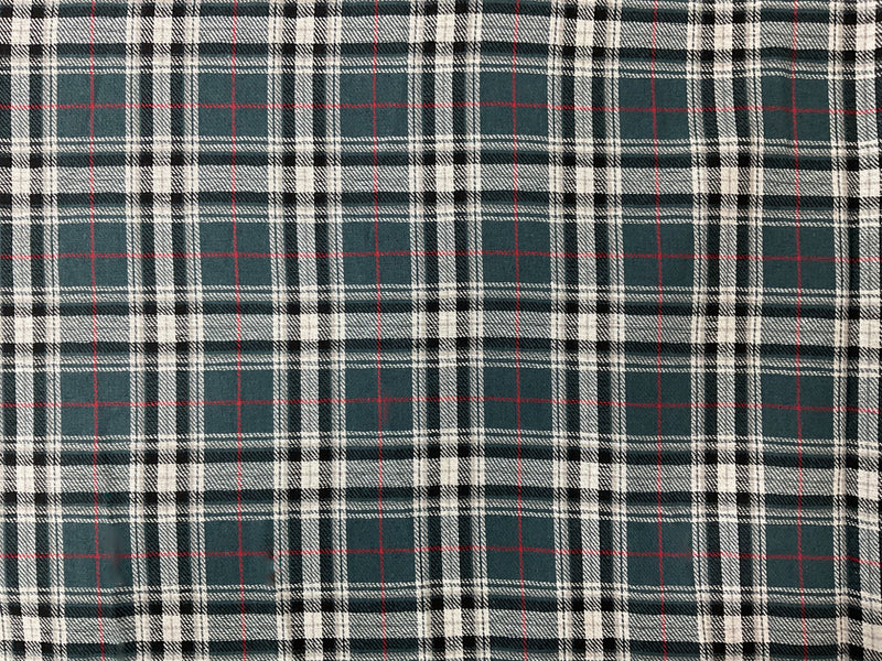 Deep Teal Gray-Multi Poly Cotton Plaid Flannel Twill Woven Fabric