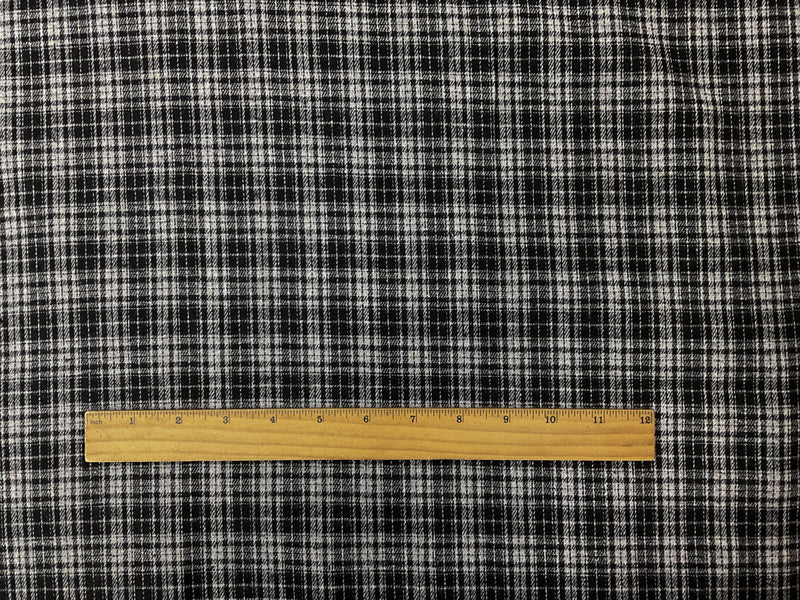 Black-Gray Cotton Plaid Flannel Twill Woven Fabric