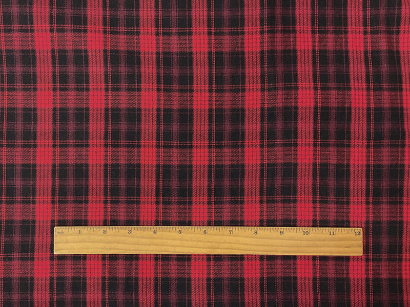 Red-Black Cotton Plaid Flannel Twill Woven Fabric
