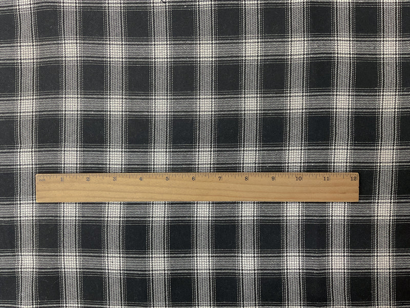 Black-White Rayon Cotton Plaid Flannel Twill Woven Fabric