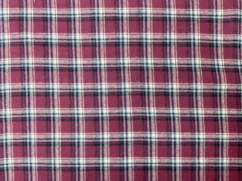 Magenta Purple-Multi Cotton Plaid Flannel Twill Woven Fabric