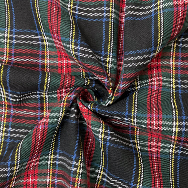 Red-Blue-Multi Poly Cotton Plaid Flannel Twill Woven Fabric