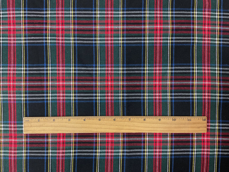 Red-Blue-Multi Poly Cotton Plaid Flannel Twill Woven Fabric