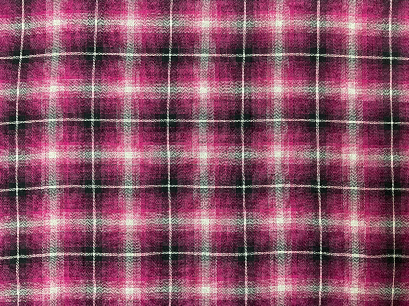 Pink Cotton Plaid Herringbone Gauze Twill Woven Fabric