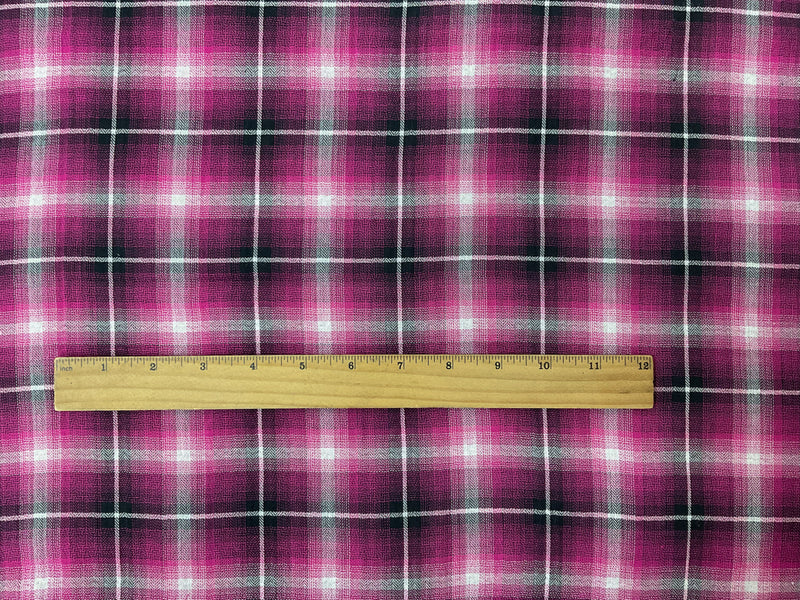 Pink Cotton Plaid Herringbone Gauze Twill Woven Fabric