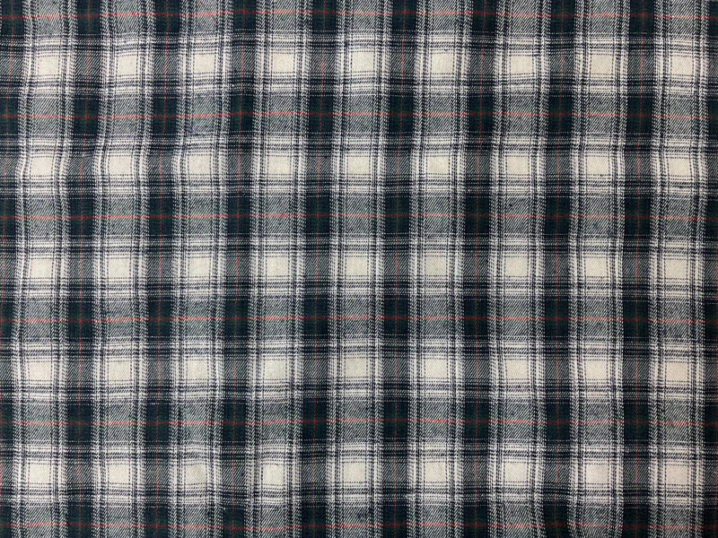 Deep Navy-Multi Poly Cotton Plaid Flannel Twill Woven Fabric