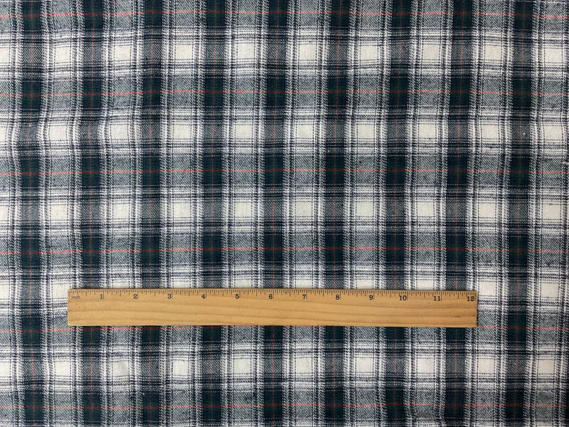Deep Navy-Multi Poly Cotton Plaid Flannel Twill Woven Fabric