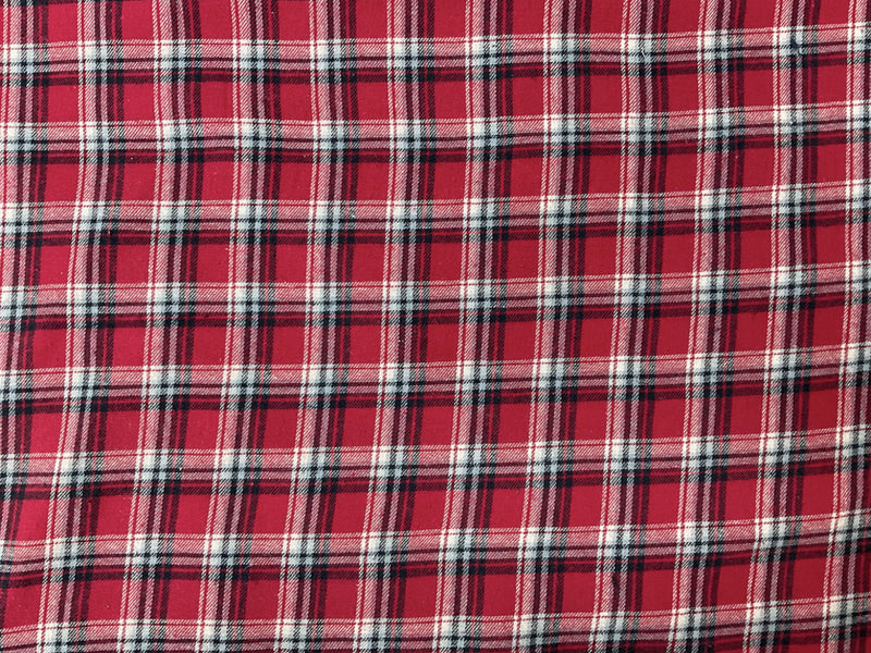 Red-Navy-Multi Cotton Plaid Flannel Twill Woven Fabric