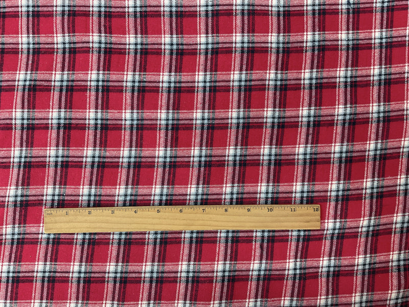 Red-Navy-Multi Cotton Plaid Flannel Twill Woven Fabric