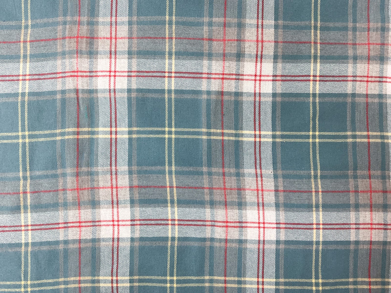 Teal-Red-Multi Cotton Plaid Flannel Twill Woven Fabric