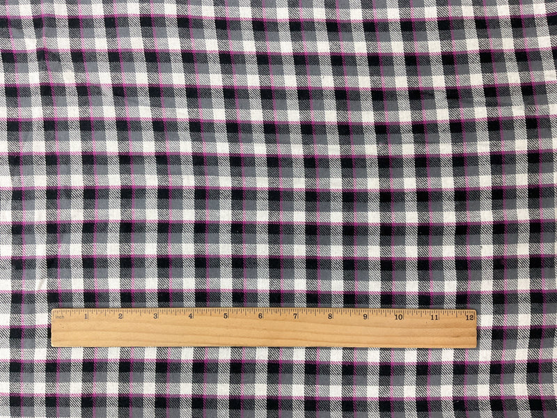 Black-Purple-Multi Cotton Plaid Flannel Twill Woven Fabric