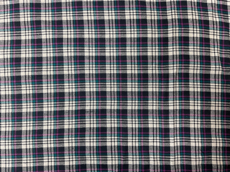 Purple-Deep Navy-Multi Cotton Plaid Flannel Twill Woven Fabric