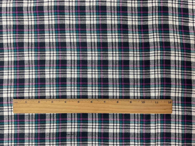 Purple-Deep Navy-Multi Cotton Plaid Flannel Twill Woven Fabric