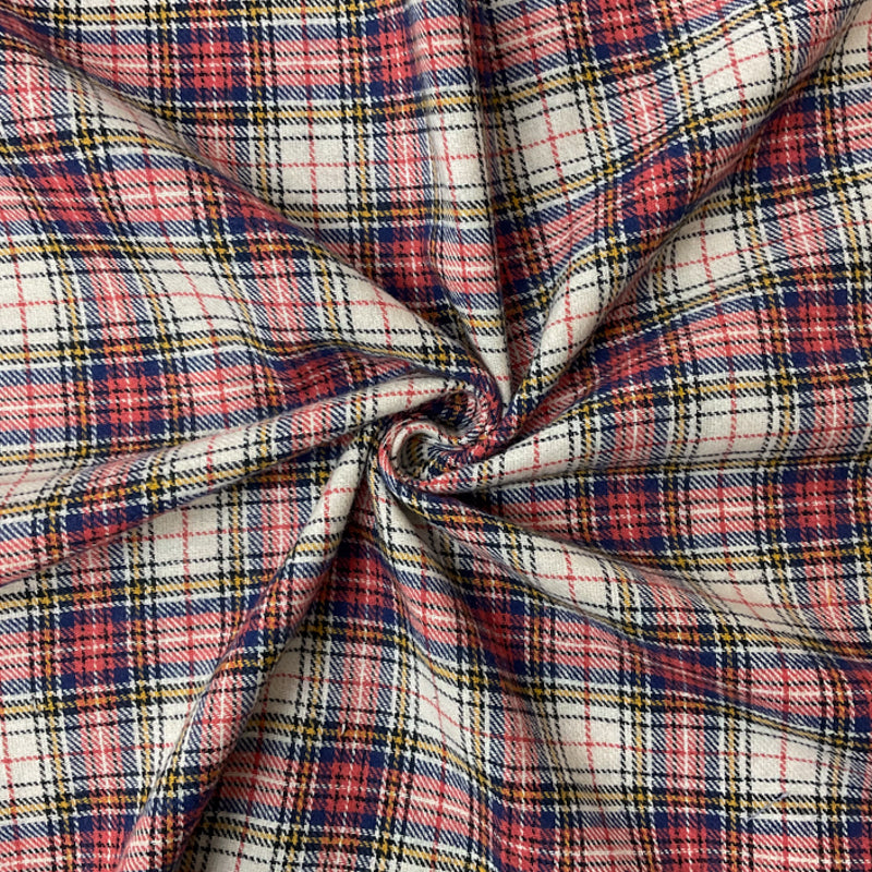Red-Blue-Mullti Cotton Plaid Flannel Twill Woven Fabric