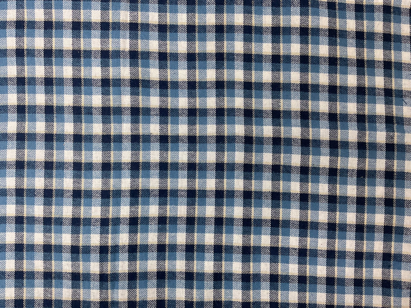 Blue-Navy-Multi Cotton Plaid Flannel Twill Woven Fabric