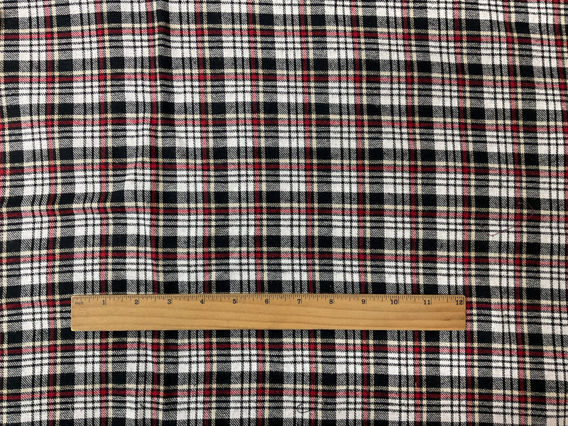 Black-Red-Multi Cotton Plaid Flannel Twill Woven Fabric