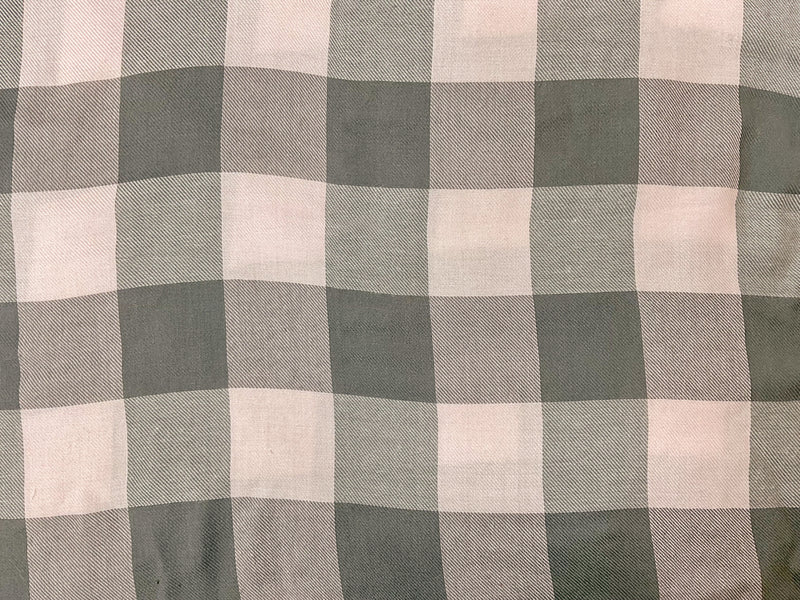 Light Pink-Gray Rayon Check Twill Woven Fabric