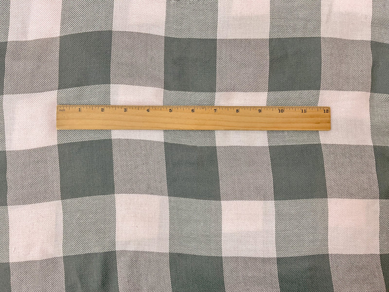Light Pink-Gray Rayon Check Twill Woven Fabric