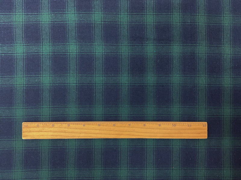 Green-Navy Cotton Plaid Twill Woven Fabric