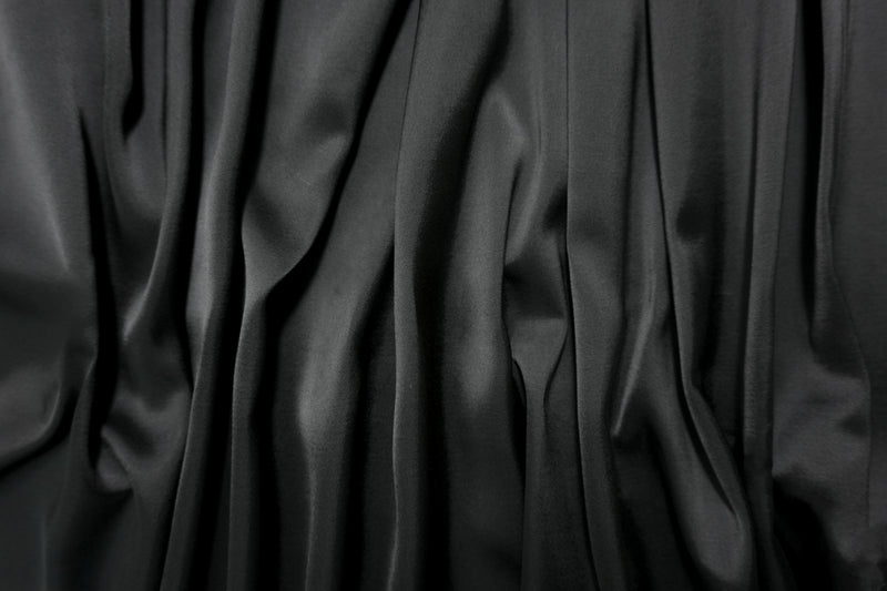 Black Poly-Rayon Solid Satin Woven Fabric