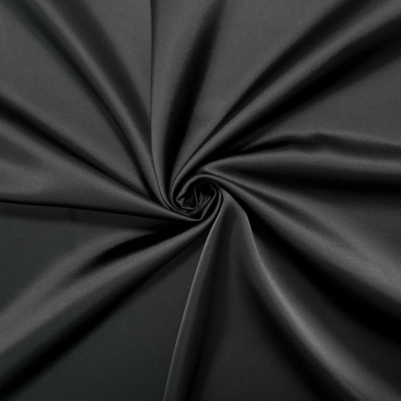 Black Poly-Rayon Solid Satin Woven Fabric
