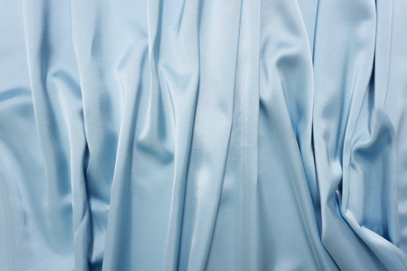Light Blue Poly-Rayon Glossy Solid Satin Woven Fabric