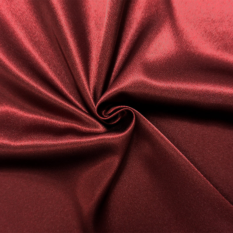 Deep Red Poly Crepe Back Satin Woven Fabric