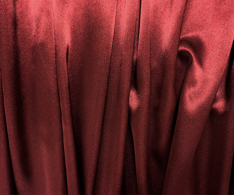Deep Red Poly Crepe Back Satin Woven Fabric