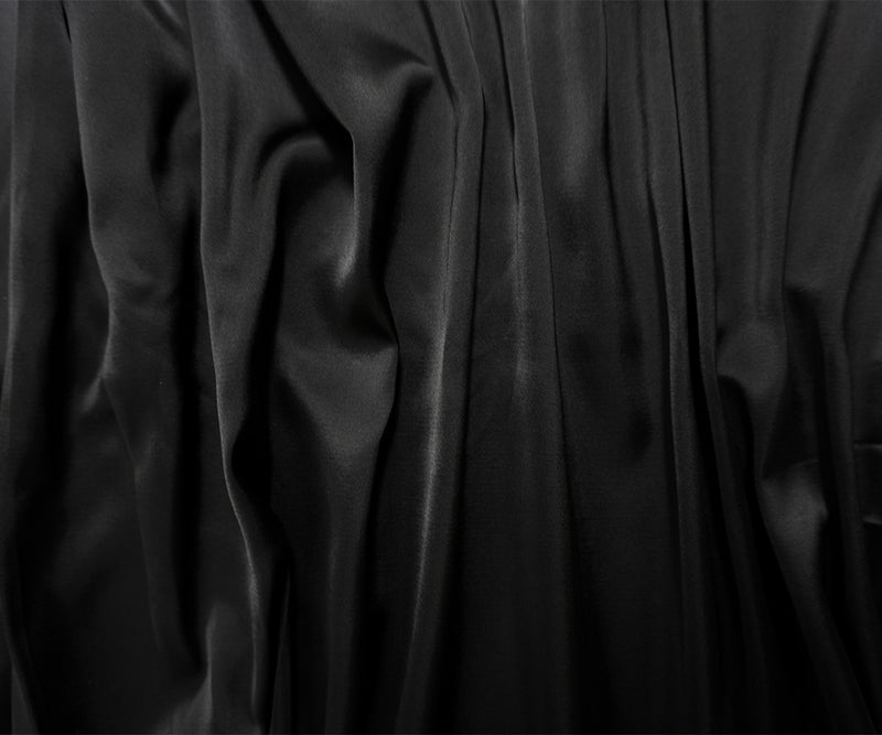 Black Poly-Rayon Glossy Satin Woven Fabric